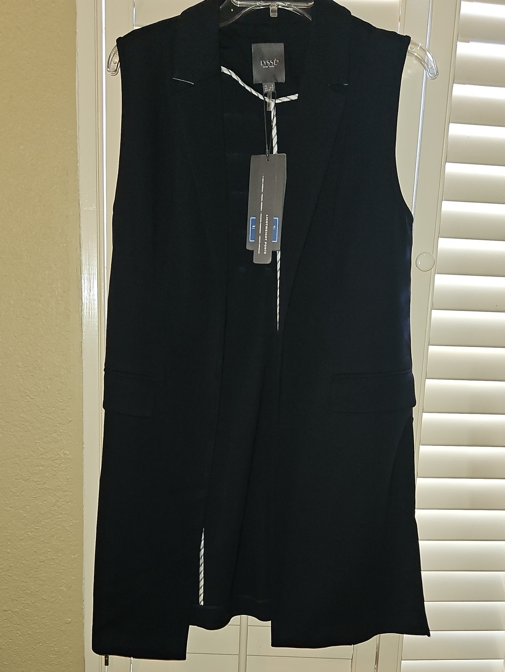 Lysse Navy Sleeveless Long Vest Blazer